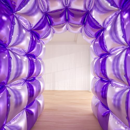 25+149pcs Double-Sided Purple Balloon Wall Kit - 25 Dark/Light Purple Foil Square Balloons 146 Metallic Lavender Purple Latex Balloon Garland & Star Balloons for Wedding, Birthday Backdrop - color: Purple