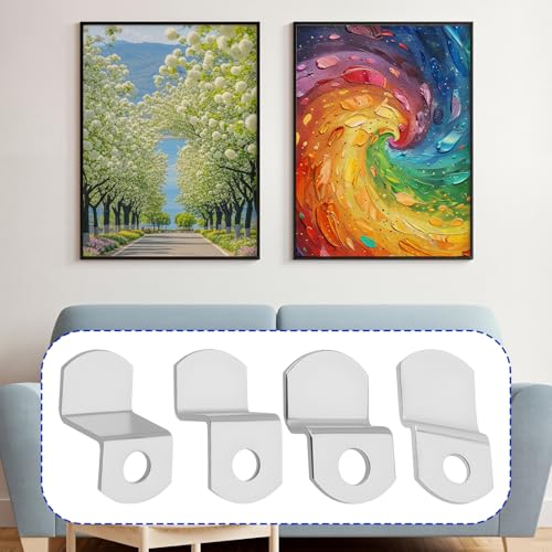 Offset Canvas-Clips for Picture Framing - 40 pcs Heavy Duty Photo Frame & Painting Clamps with 20 Screws, Silver Photo Frame Clips Offset Mirror Clamps Clips(5 Pcs Each of 1/8", 1/4", 3/8", 1/2" )