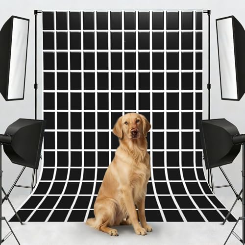 Black and White Grid Backdrop Background for Photography 5x7ft Photobooth Professional Photo Backdrop Curtains Video Photography Studio Photo Backgrounds Banner Booth Background Screen Parties - color: Black And White Grid