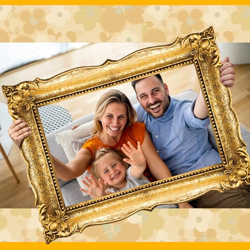 Beeveer Upgraded 32 x 24 Inch Large Photo Booth Props Picture Frame Vintage Photo Frame Friends Selfie Props for Wedding Mexico Birthday Bachelorette Party Supplies(Gold Style) - style: Gold Style