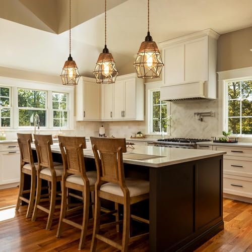 Industrial Hanging Light with Plug in Cord - Hemp Rope On/Off Switch Farmhouse Pendant Light for Dining Room - color: Cone-shaped