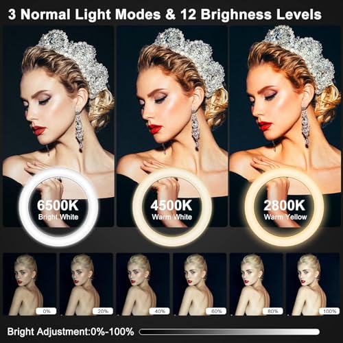 13" Selfie Ring Light with Stand 76" Tall & Phone Holders,Sunset Lamp, Tablet Holder,Desk Tripod& 51 Color Modes, Ring Light Tripod for iPhone,Video Recording,Live Streaming(TikTok/YouTube/Instagram) - size: 13 Inch