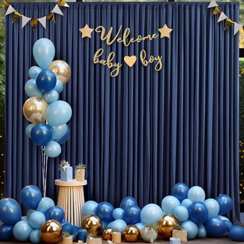 10ft x 7ft Navy Blue Backdrop Curtain for Parties Wedding Wrinkle Free Backdrop Drapes Panels for Baby Shower Gender Reveal Birthday Photo Photography Polyester Fabric Background Decoration - color: Navy Blue, size: 10FTx7FT (W5'xH7', 2 Panels)