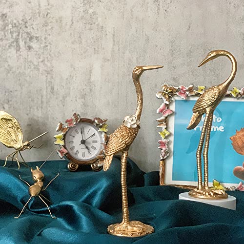 Metal Crane Ring Holder Stand for Jewelry, Engagement and Wedding Ring Display, Gold Decorative Ornaments Home Decor for Living Room, Bedroom, Desktop, Cabinets - color: 7" Gold Crane