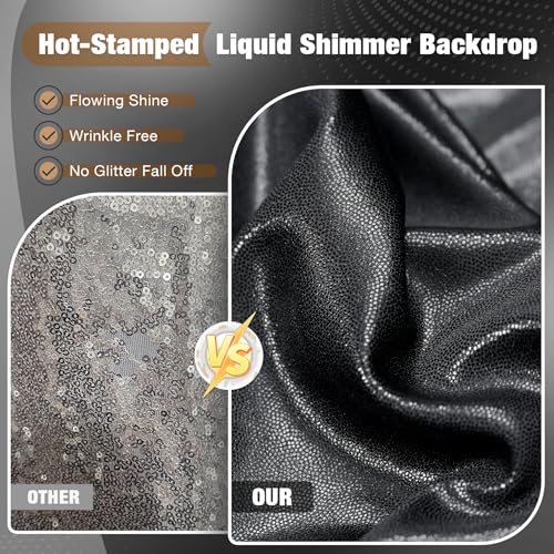 10x10FT Black Sequin Backdrop Curtain for Party - 2 Panels 5x10FT Wrinkle-Free Shimmer Drapes for Birthday, Wedding, Christmas, Decorations & Photography - color: Black, size: 5FT x 10FT(2 panels)