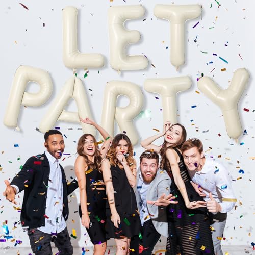 Custom 40 Inch Giant Foil Letter Balloons for Women's Birthday Party - Cream White Beige O, Helium Self Inflating Mylar Alphabet - color: Cream, size: Letter O