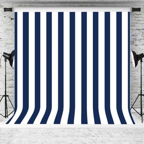 Leyiyi 6x6ft Photography Background Blue and White Stripe Backdrop Happy Birthday Party Vertical Horizontal Stripes Summer Holiday Banquet Baby Shower Blog Make-up Photo Portrait Vinyl Studio Prop - color: Blue, size: 6x6ft