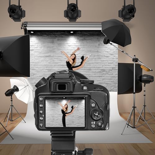 Vinyl 12x10ft Backdrop Photography Background White Brick Wall Computer-Print Seamless Photo Background Children Baby Adults Portraits Photo Studio Props - size: 12x10ft