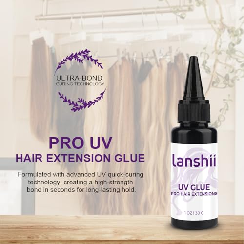 UV Lamp Hair Extension Kit 30g UV Hair Glue with 30ml Glue Remover Plastic Eyebrow Comb Replacement Accessories for UV Hair Set Invisible Hair Extensions Eyelashes Extensions - color: Set