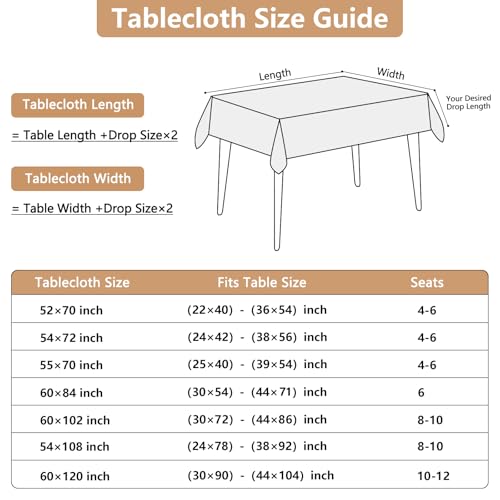 Seenus Beige Fabric Tablecloth Fits 5 Foot Rectangle Table, Spill Resistant & Wipeable Table Cloth, Textured Fabric for 6 Seats Dining Table Kitchen Party, 60 x 84 Inch - color: Beige, size: 84" x 60" (Rectangular)