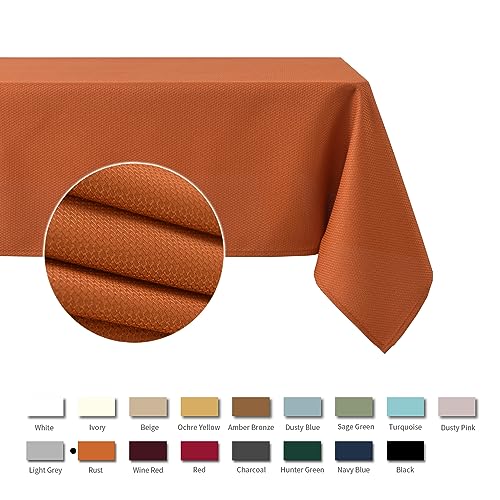 maxmill Jacquard Square Tablecloth Waterproof Spillproof Wrinkle Resistant Soft Textured Table Cloth for Dinner and Party Washable Polyester Fabric, Indoor and Outdoor Use, 60 x 60 Inch, Rust - color: Nova Rust, size: 60" x 60" (Square)
