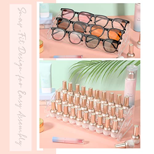 Jetec 2 Pcs Acrylic Card Display Stand Versatile Display for Trading Cards Greeting Card Sunglasses Organizer Nail Polish Holder Essential Oils Cosmetic Cases Eyewear Rack(3 Tiers Style) - style: 3 Tiers Style