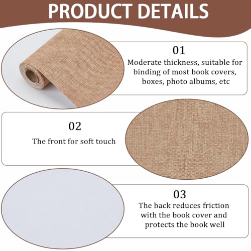 CRASPIRE 51 x 11.8 Inch Brown Linen Book Cloth Bookbinding Book Cover Peru Polyester Fabric Paper Backed Woven Book Fabric for Books Album Scrapbooking Archival DIY Covering Bookbinding Protector - color: Peru