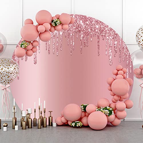 Yeele 7.5x7.5ft Rose Gold Glitter Round Backdrop Luxury Sparkling Sequins Polyester Photography Background for Wedding Reception Baby Shower Birthday Party Supplies Decor Photo Video Shoot Props - color: Rose Gold, size: 7.5x7.5ft-Diameter