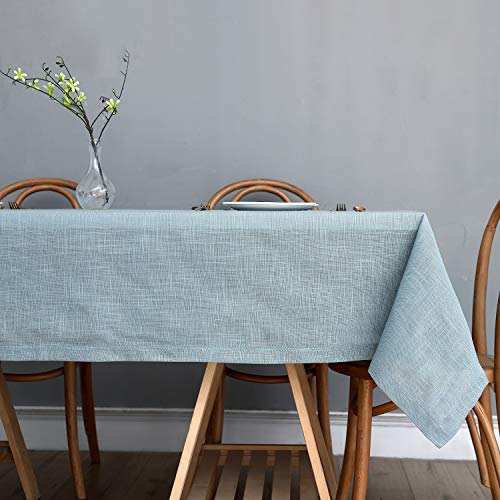 maxmill Lux Faux Linen Table Cloth with Slubby Texture Wrinkle Resistant Anti-Shrink Soft Tablecloth for Kitchen Dining Tabletop for Banquet Parties Event Dinner Rectangle 52 x 70 Inch Slate Blue - color: Lux Slate Blue, size: 70" x 52" (Rectangular)