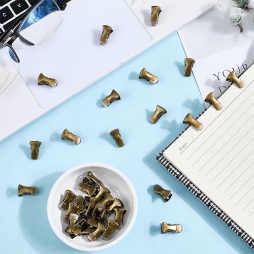 CRASPIRE 35Pcs Metal Alligator Clips Antique Bronze Mini Sweater Clamps Spring Clip Small Flat Mouth Non-Slip with Rubber Cover for Crafts Paper ID Badge Holders Lanyards Clothing Glasses Accessories - color: 35pcs Bronze