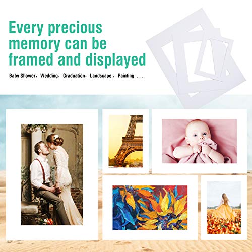 Falling in Art Acid Free 5 Pack 5x7 Pre-Cut Mat Board Show Kit for 4x6 Photos, Prints or Artworks, 5 Core Bevel Cut Matts and 5 Backing Boards and 5 Crystal Plastic Bags, White - size: 5x7-5 Pack