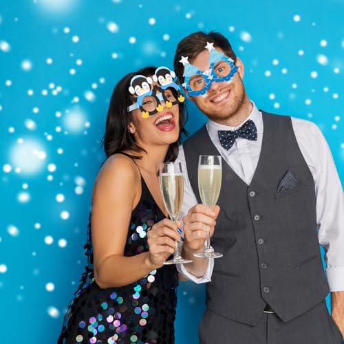 36 Pcs Winter Party Favors Snowflake Paper Eyeglasses Winter Wonderland Party Decorations Photo Booth Props for Christmas Holiday Baby Shower Birthday Supplies - style: Winter