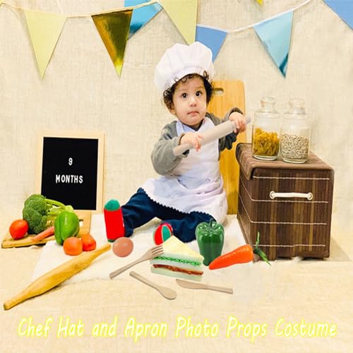 2 PCS Baby Photography Props, Chef Posing Photo for 6-24 Months, Chef Hat and Apron Photo Props - color: Girl