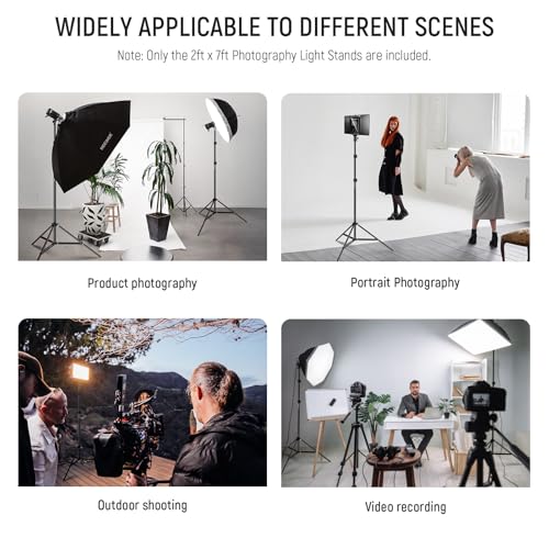 NEEWER Photography Light Stand, 7 Feet / 210cm Aluminum Alloy Photo Studio Tripod Stands for Video, Portrait and Photography Lighting, Reflectors, Soft Boxes, Umbrellas, Backgrounds (2 Pieces) - style: 210cm/2- Pack