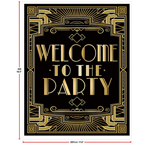 Roaring 20s Gatsby Harlem Nights Welcome to Party Poster Mugshot Photo Booth Props Sign 16x12inch A3 - color: Welcome to the Party