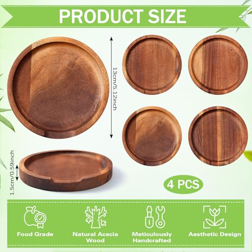Honeydak 4 Pcs Acacia Wood Spoon Rest for Stovetop Handmade Smooth Wooden Kitchen Spoon Holder for Ladles Tong Cooking Accessories Housewarming Gifts (Classic Style) - style: Classic Style