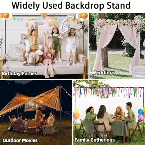 7.5x10FT Adjustable Backdrop Stand Kit - Heavy Duty Iron Photography Background Support System with Portable Base, for Wedding/Birthday/Party Studio Shoots