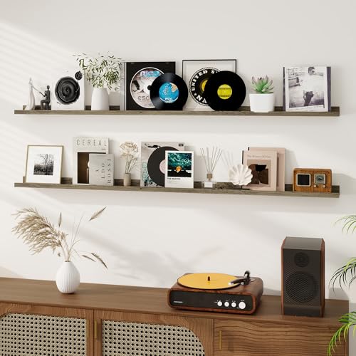 Dreamland Picture Ledge Shelf for Wall, Floating Shelves Set of 2,72 inch Long Floating Shelves with Lip for Living Room,Bedroom,Bathroom,Kitchen,Grey - color: Grey, size: 72inch