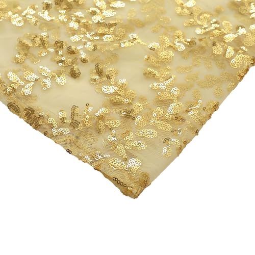 Efavormart Set of 5 Gold Sequin Mesh Cylinder Display Box Stand Covers with Leaf Vine Embroidery, Sparkly Sheer Tulle Pedestal Pillar Prop Covers - color: Gold, size: Sequin Mesh Cylinder Covers - Leaf Pattern