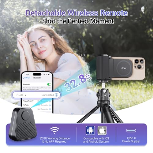 KIWIFOTOS for iPhone Magsafe Camera Grip Magnetic Phone Handle with Bluetooth Remote for iPhone 17 16 15 14 Pro Max Samsung S26 S25 Smartphone Vlog Video Shooting(Tripod NOT Included) - color: Magsafe Phone Grip-Black