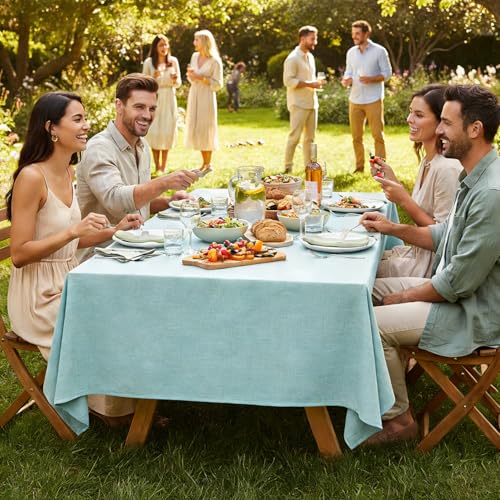 Table Cloth Rectangular Waterproof Faux Linen Table Cover for Dining,Parties Wedding Sage Green Farmhouse 60x104 Stain Resistant Wrinkle Free Decorative 1 Pack - color: Sage Green, size: 60X104 IN