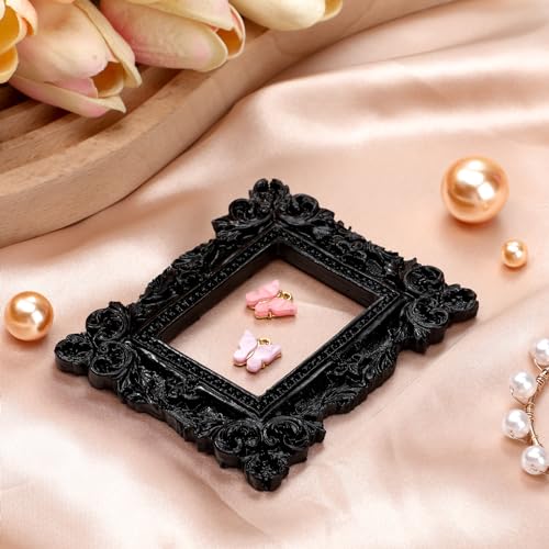 Yalikop 10 Pcs Vintage Mini Picture Frames Small Antique Resin Photo Frame Wall Hanging for DIY Jewelry Display Photography Christmas Photo Holiday Party Decoration (Black) - color: Black