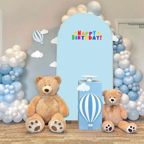 Albassa Arch Backdrop Cover 2-Sided Spandex Wedding Arch Covers Fitted Round Top Chiara Backdrop Stand Cover for Baby Shower Birthday Party Wedding Decoration (Dusty Blue, 7.2FT) - color: Dusty Blue, size: 7.2FT