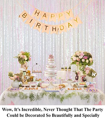 Partisout Iridescent White 4ftx7ft Sequin Backdrop, Glitter Photography Curtain, Sparkling Wedding & Party Background, Professional Photo Decor - color: Iridescent White, size: 4ftx7ft