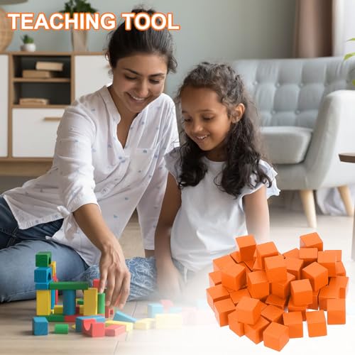 uxcell 100Pcs Wood Blocks for Crafts, 3/8 Inch Unfinished Wooden Cube Pine Wood Square Block for DIY Craft Projects, Tangerine - color: Tangerine, size: 3/8"