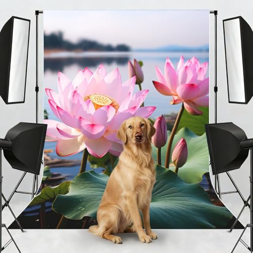 Lakeside Flowers Backdrop Background for Photography 5x7ft Photobooth Professional Photo Backdrop Curtains Video Photography Studio Photo Backgrounds Banner Booth Background Screen Parties - color: Lakeside Flowers
