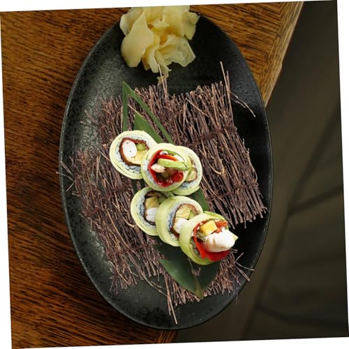 Amosfun 6pcs Vintage Sushi Fence Plates Rustic Sashimi Decor Japanese Food Photography Props Appetizer Display Tray for Seafood and Sushi Presentation