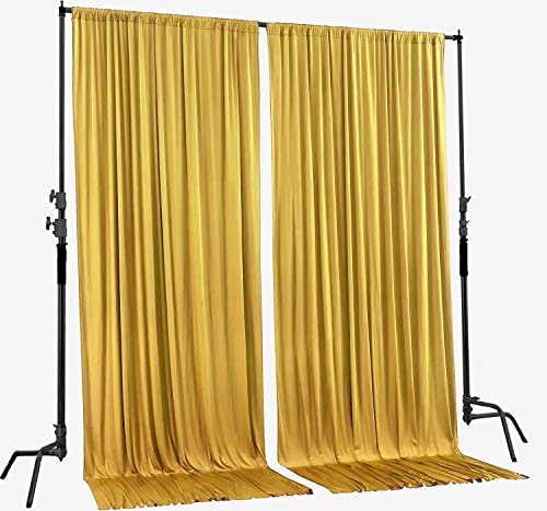 AK TRADING CO. 10 feet x 10 feet Mustard Gold Polyester Backdrop Drapes Curtains Panels with Rod Pockets - Wedding Ceremony Party Home Window Decorations - color: Gold, size: 60"W x 120"L (Pack of 2)