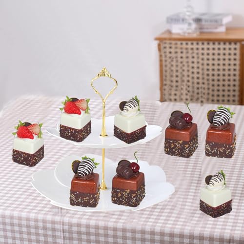 4 Pcs Realistic Artificial Cake Mixed Fake Model - Chocolate Fruit Cupcake for Photography Props, Home Kitchen Party Decorations