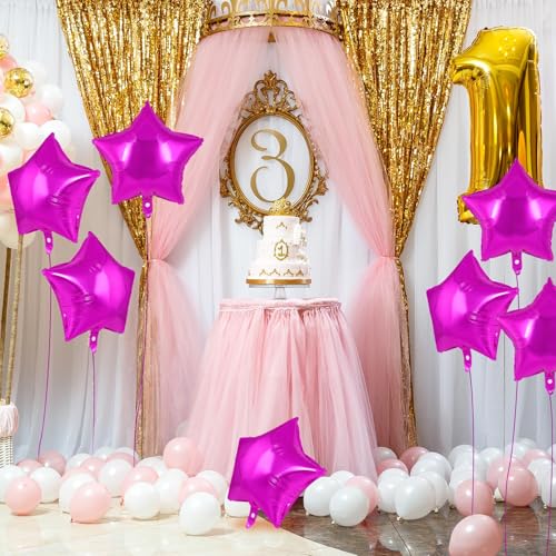 20 Pcs Rosered Star Balloons,18 Inch Star Foil Balloons,Stars Shaped Balloon Mylar Helium Balloon for Birthday Party Anniversary Wedding Baby Shower Decorations (Rosered) - color: 18inch-rosered