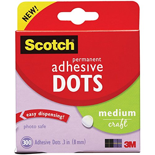 Scotch Adhesive Dots, Medium, Clear, 300-Count, 3-Pack – Permanent, Photo-Safe, Acid-Free Adhesive for Crafts