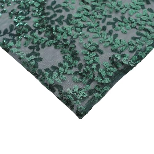 Efavormart Set of 5 Hunter Emerald Green Sequin Mesh Cylinder Display Box Stand Covers with Leaf Vine Embroidery, Sparkly Sheer Tulle Pedestal Pillar Prop Covers - color: Hunter Green, size: Sequin Mesh Cylinder Covers - Leaf Pattern