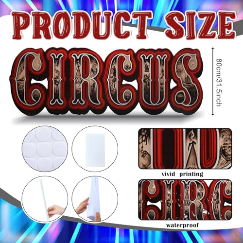 Bucherry 7.7ft Vintage Carnival Circus Letter Cardboard Cutout Stand up Life Size Carnival Circus Themed Party Decoration Backdrop Photo Props Standup for Theme Party Supply - size: 7.7ft, style: Vintage Carnival Circus