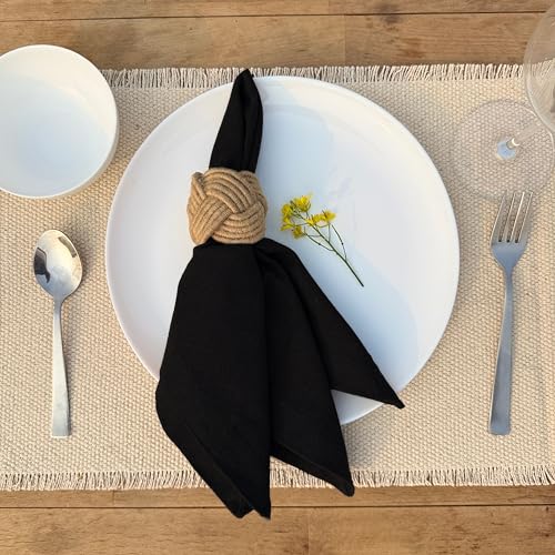 Hausattire Reusable Napkins Cloth Washable 100% Cotton 18x18 Inch Dinner Napkin|Table Napkin for Home BBQ Banquet Wedding | Mother's Day Set of 12 Cloth Napkins Decor | Black - color: Black, size: 18x18