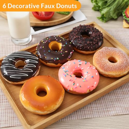 Joeabor Fake Donut 6 Pack Artificial Doughnut for Decoration Realistic Fake Food for Display Faux Dessert Party Decorations Photography Props - color: 6-pack