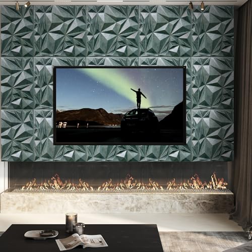 STICKGOO 3D Wall Panels for Interior Wall Decor, Antique Green Bronze Diamond Design Accent Wall Panels, 19.7" x 19.7" Decorative 3D Wall Panels for Living Room, Lobby, Office - color: Antique Green Bronze