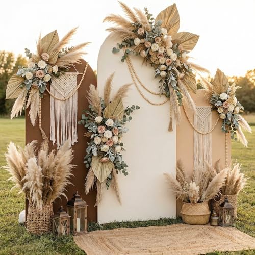 SmoothNovelty Set of 3 Wedding Arch Cover 4ft/5ft /6ft Spandex Fitted Wedding Arch Stand Covers 2 Sided Round Top Backdrop for Birthday Party Baby Shower Ceremony Banquet(Beige, Brown, White) - color: Beige, Brown, White