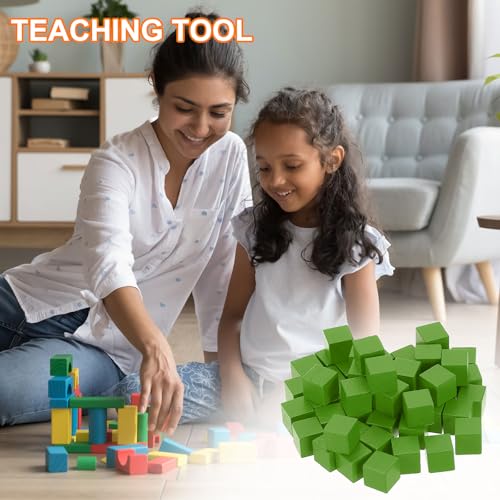 uxcell 100Pcs Wood Blocks for Crafts, 3/8 Inch Unfinished Wooden Cube Pine Wood Square Block for DIY Craft Projects, Green - color: Green, size: 3/8"