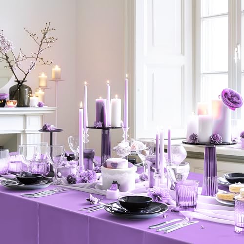 2pcs Light Purple Foil Tablecloth 54*72inch Plastic Birthday Party Table Cloths Disposable Waterproof Table Cover for Halloween Bridal Shower Wedding Anniversary Baby Shower Elegant Party Supplies - color: Light Purple