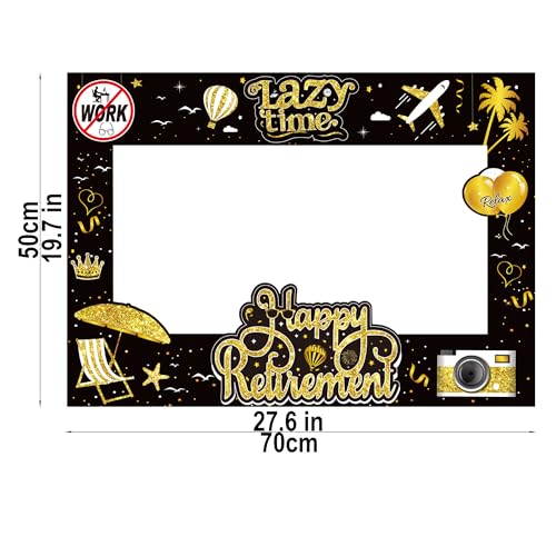 Retirement Party Photo Booth Props Kit - 37pcs Paper Photo Props 1 Frame Glitter Retirement Party Decorations for Retiree Celebration, Farewell Office Party Supplies (Black and Gold) - color: Black and Gold